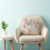 Witte katten Roze rozen Bloemmotief Kussen (Stoel)