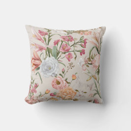 Witte katten Roze rozen Bloemmotief Kussen