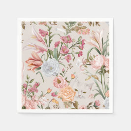 Witte katten Roze rozen Bloemmotief Servet