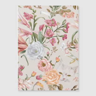 Witte katten Roze rozen Bloemrijke platte bedankka
