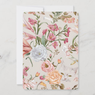 Witte Katten Roze Rozen Bloemrijke Platte Bedankka Feestdagenkaart