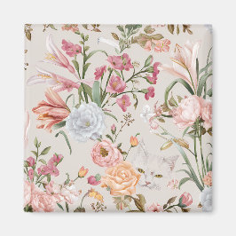 Witte Katten Roze Rozen Bloemstuk Magneet