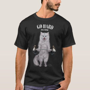 Witte Katten Spier Training Gewichtheffen Fitness T-shirt
