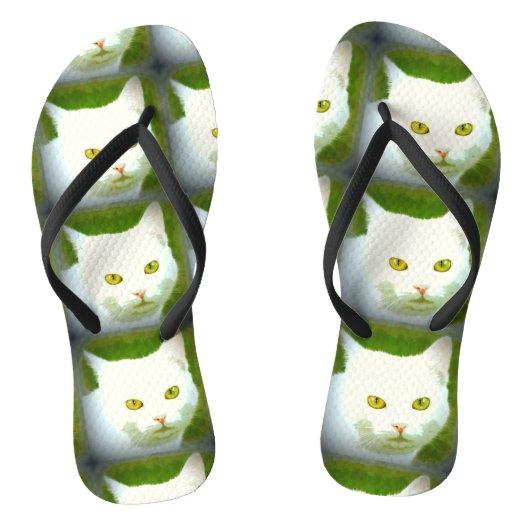 Witte katten teenslippers (Voetbed)