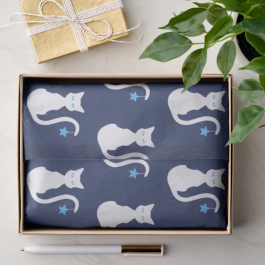 Witte katten tissuepapier (Geschenk)