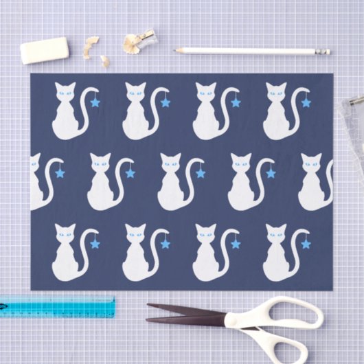 Witte katten tissuepapier (Craft)