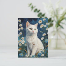  Witte Kattenbloemen Blauw Portret Van Gogh