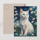  Witte Kattenbloemen Blauw Portret Van Gogh Briefkaart (Voorkant / Achterkant)