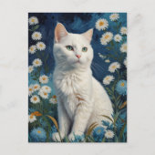  Witte Kattenbloemen Blauw Portret Van Gogh Briefkaart (Voorkant)