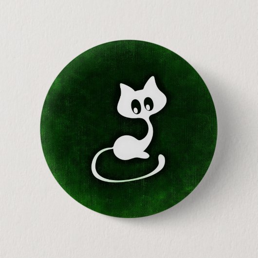 Witte kattengroene achtergrond ronde button 5,7 cm (Voorkant)