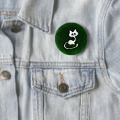 Witte kattengroene achtergrond ronde button 5,7 cm (In situ)