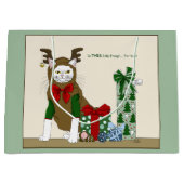 Witte Kattenkerst Jollig Grappig Groot Cadeauzakje (Voorkant)
