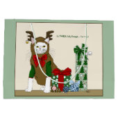 Witte Kattenkerst Jollig Grappig Groot Cadeauzakje (Achterkant)