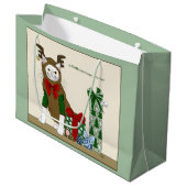 Witte Kattenkerst Jollig Grappig Groot Cadeauzakje (Voorkant Gekanteld)