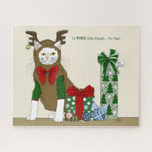Witte Kattenkerst Jollig Grappig Legpuzzel (Horizontaal)