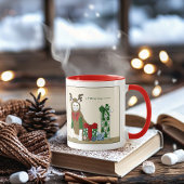 Witte Kattenkerst Jollig Grappig Mok