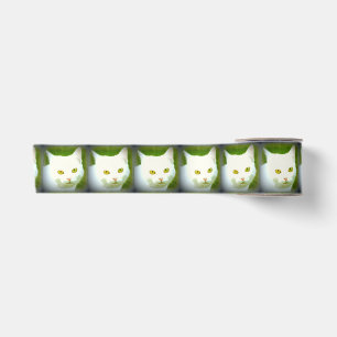 Witte kattenkoppen satijnen lint