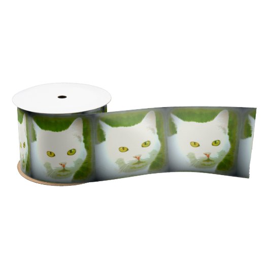 Witte kattenkoppen satijnen lint (Spoel)