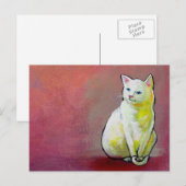 Witte kattenkunst leuk schilderij Whitey zit  Briefkaart (Voorkant / Achterkant)