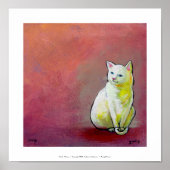 Witte kattenkunst leuk schilderij Whitey zit  Poster (Voorkant)