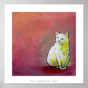 Witte kattenkunst leuk schilderij Whitey zit Poster