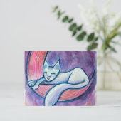 Witte Kattenmaan Briefkaart (Staand voorkant)