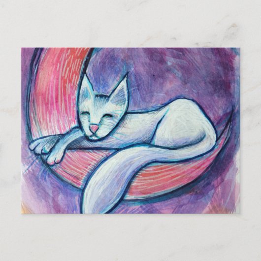 Witte Kattenmaan Briefkaart (Voorkant)