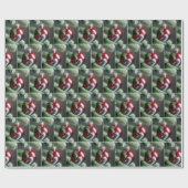 Witte Kattenpoot Reflectie In Rood Ornament Cadeaupapier (Vlak)