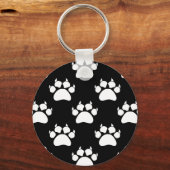 Witte kattenpoten en klauwen patroonprint sleutelhanger (Voorkant)