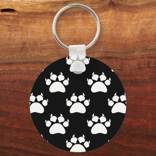 Witte kattenpoten en klauwen patroonprint sleutelhanger (Voorkant)