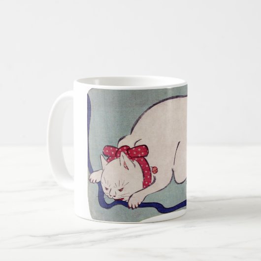 Witte kattenspel met een string, Hiroshige Koffiemok (Voorkant links)