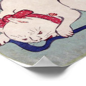 Witte kattenspel met een string, Hiroshige Poster (Hoek)