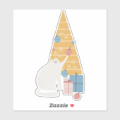 Witte kattenspelen met kerstboomversiering sticker (Vel)