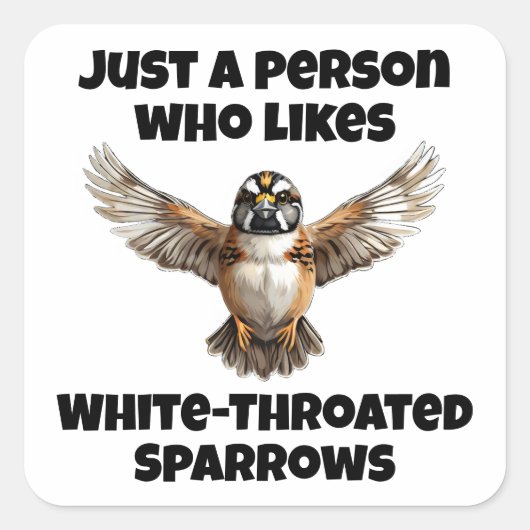 Witte keelmus met open vleugels vierkante sticker (Voorkant)