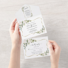 Witte Keizerlelies Goud Gouden Lijst Trouw  All In One Uitnodiging