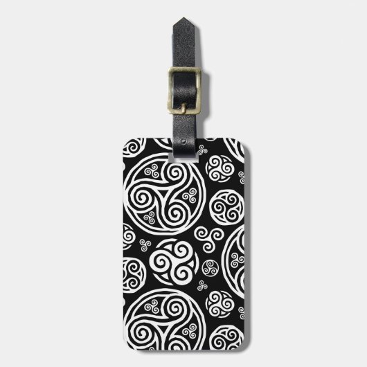 Witte kelk op zwarte toneelplaat bagagelabel (Voorkant verticaal)