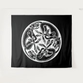 Witte Keltische Hond Honden op Zwart Wandkleed (Voorkant (horizontaal))