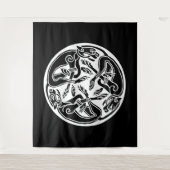 Witte Keltische Hond Honden op Zwart Wandkleed (Voorkant)