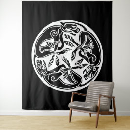 Witte Keltische jachthonden op zwart Wandkleed