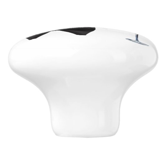 Witte keramische knop "Schudden, niet opgerold" (Zijkant)