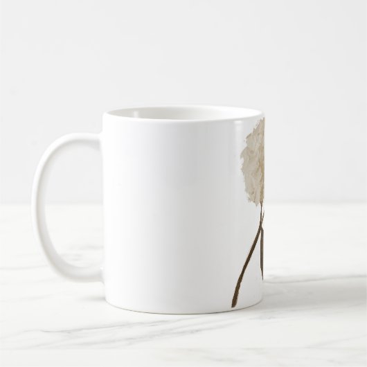 Witte keramische mok met hydrangeas (Links)