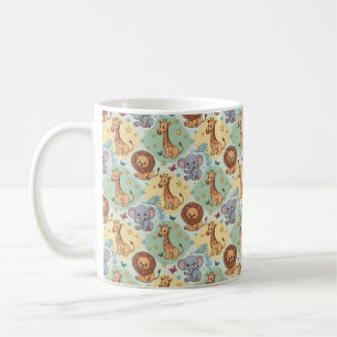 Witte keramische mok met leuke cartoon dierenprint