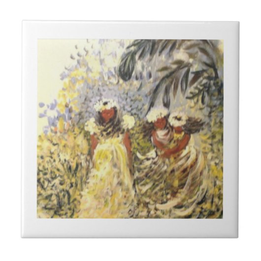 Witte keramische Tegel voor inleg of trivet! Tegeltje (Voorkant)