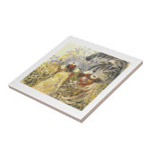 Witte keramische Tegel voor inleg of trivet! Tegeltje (Zijkant)