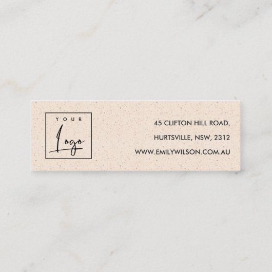 WITTE KERAMISCHE TEXTURE STUD EARRING DISPLAY LOGO MINI VISITEKAARTJE (Achterkant)