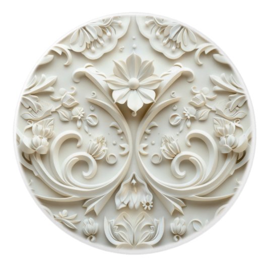 Witte keramische vintage knop (Voorkant)