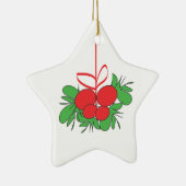 Witte keramische vormgeving met mistletoe ster keramisch ornament (Rechts)