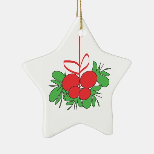 Witte keramische vormgeving met mistletoe ster keramisch ornament (Rechts)