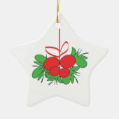 Witte keramische vormgeving met mistletoe ster keramisch ornament (Voorkant)