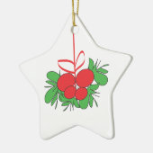 Witte keramische vormgeving met mistletoe ster keramisch ornament (Links)